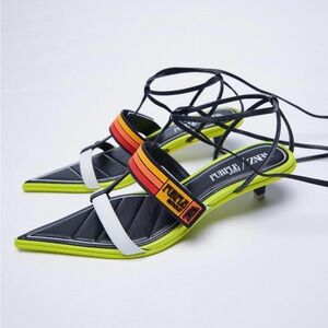 ZARAxPURPLE AMOUR Special Edition Multicolor Strappy Kitten Heeled Sandals